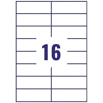 Avery 3484 Multi-Purpose Labels, 16 Per Sheet, 105x37mm, White, 1600 Labels