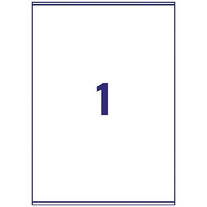 Avery J8167-100 Inkjet Labels, 1 Per Sheet, 199.6x289.1mm, White, 100 Labels