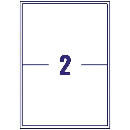 Avery J8168-100 Inkjet Labels, 2 Per Sheet, 199.6x143.5mm, White, 200 Labels