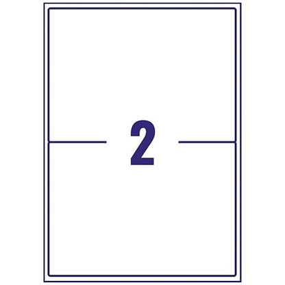 Avery J8168-100 Inkjet Labels, 2 Per Sheet, 199.6x143.5mm, White, 200 Labels
