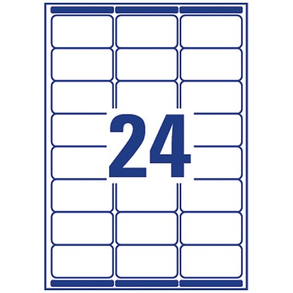 Avery L7159-100 Laser Labels, 24 Per Sheet, 63.5x33.9mm, White, 2400 Labels