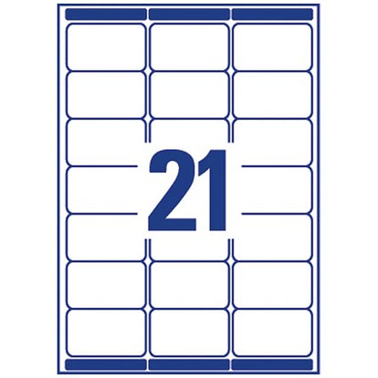 Avery L7160-250 Laser Labels, 21 Per Sheet, 63.5x38.1mm, White, 5250 Labels