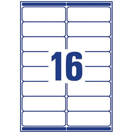 Avery L7162-250 Laser Labels, 16 Per Sheet, 99.1x33.9mm, White, 4000 Labels