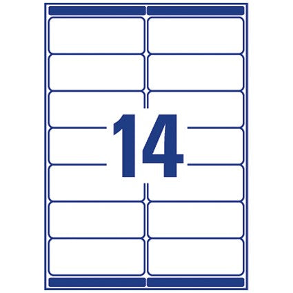 Avery L7163-250 Laser Labels, 14 Per Sheet, 99.1x38.1mm, White, 3500 Labels