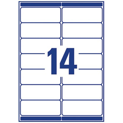 Avery L7163-250 Laser Labels, 14 Per Sheet, 99.1x38.1mm, White, 3500 Labels