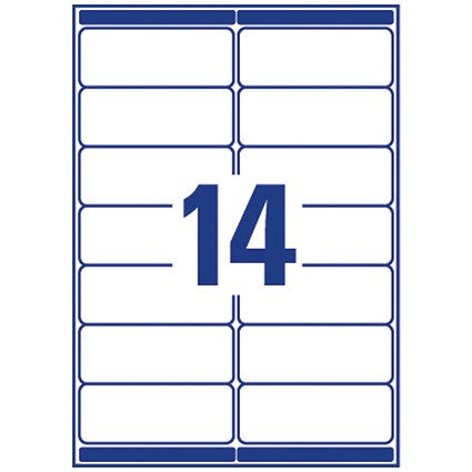 Avery L7163-100 Laser Labels, 14 Per Sheet, 99.1x38.1mm, White, 1400 Labels