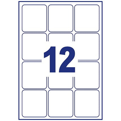 Avery L7164-100 Laser Labels, 12 Per Sheet, 63.5x72mm, White, 1200 Labels