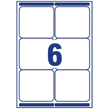 Avery L7166-250 Laser Labels, 6 Per Sheet, 99.1x93.1mm, White, 1500 Labels