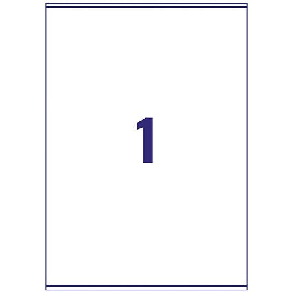 Avery L7167-100 Laser Labels, 1 Per Sheet, 199.6x289.1mm, White, 100 Labels