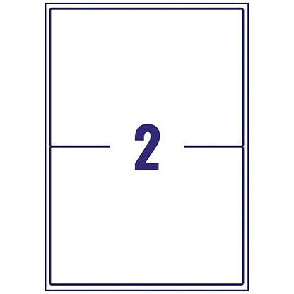 Avery L7168-250 Laser Labels, 2 Per Sheet, 199.6x143.5mm, White, 500 Labels