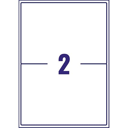 Avery L7168-100 Laser Labels, 2 Per Sheet, 199.6x143.5mm, White, 200 Labels