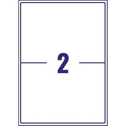 Avery L7168-100 Laser Labels, 2 Per Sheet, 199.6x143.5mm, White, 200 Labels