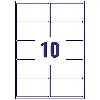Avery L7173-100 Laser Labels, 10 Per Sheet, 99.1x57mm, White, 1000 Labels