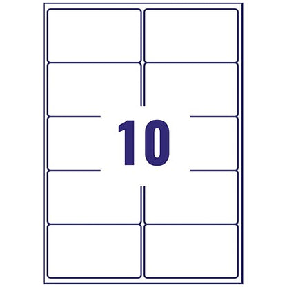 Avery L7173-100 Laser Labels, 10 Per Sheet, 99.1x57mm, White, 1000 Labels
