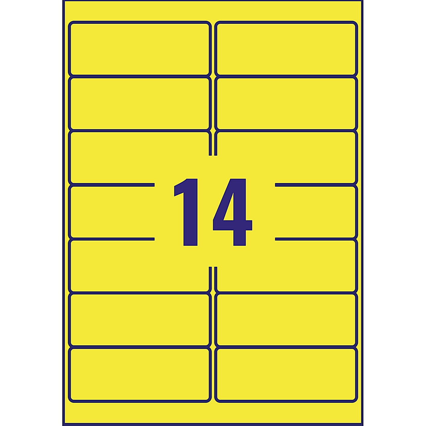 Avery L7263Y-25 Laser Label, 14 Per Sheet, 99.1x38.1mm, Neon Yellow, 350 Labels