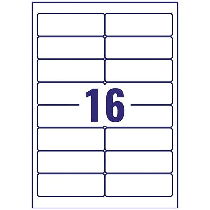 Avery L7562-25 Laser Labels, 16 Per Sheet, 99x34mm, Clear, 400 Labels