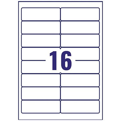 Avery L7562-25 Laser Labels, 16 Per Sheet, 99x34mm, Clear, 400 Labels