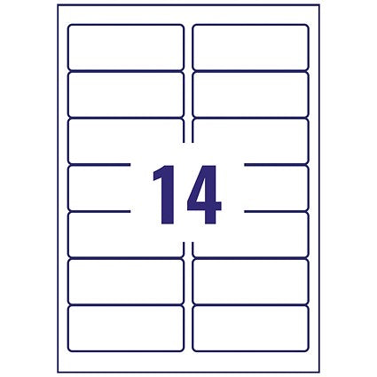 Avery L7563-25 Laser Labels, 14 Per Sheet, 99.1x38.1mm,Clear, 350 Labels