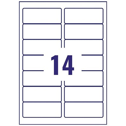 Avery L7563-25 Laser Labels, 14 Per Sheet, 99.1x38.1mm,Clear, 350 Labels