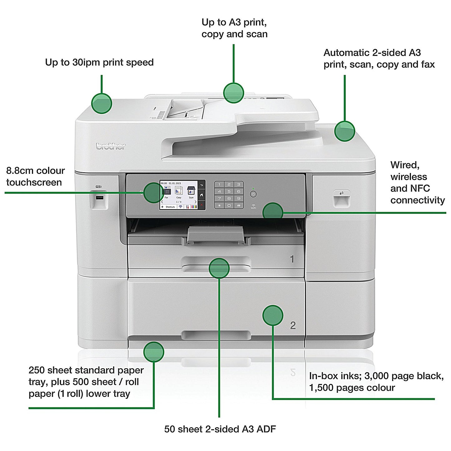 Brother MFC-J6959DW Professional A3 Wireless All-In-One Inkjet Printer, White