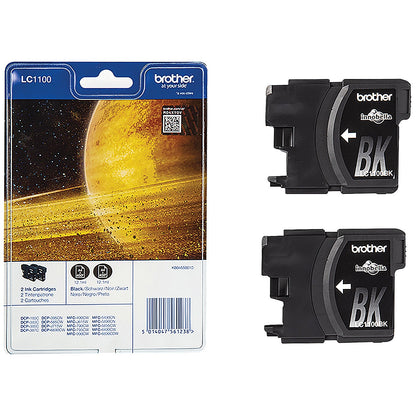 Brother LC1100BKBP2 Black Inkjet Cartridges (Twin Pack)