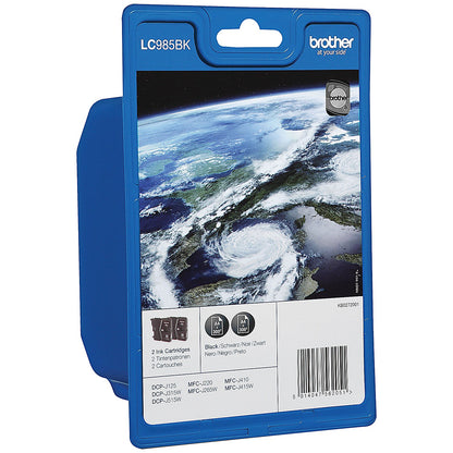 Brother LC985BKBP2 Black Inkjet Cartridges (Twin Pack)
