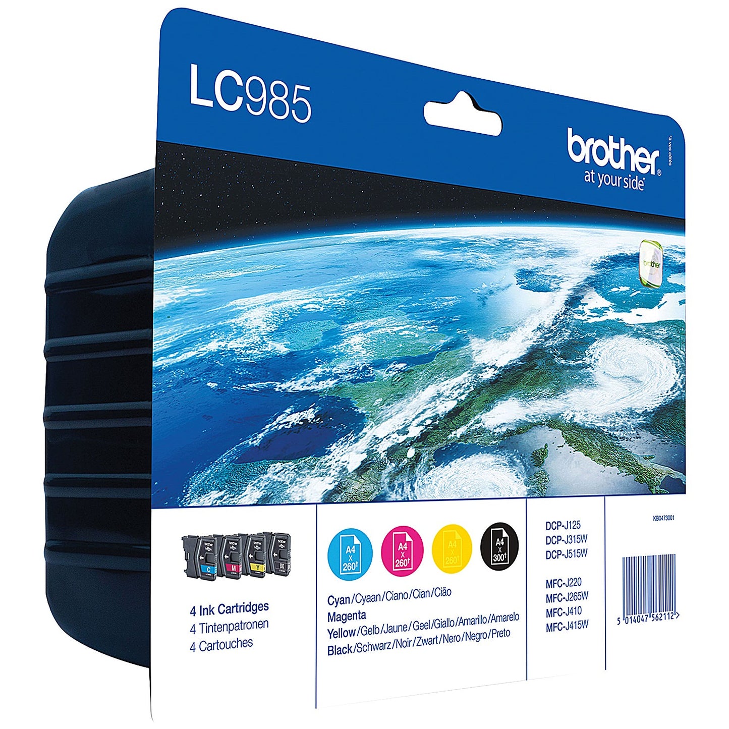 Brother LC985VALBP Inkjet Cartridge Value Pack - Black, Cyan, Magenta and Yellow (4 Cartridges)