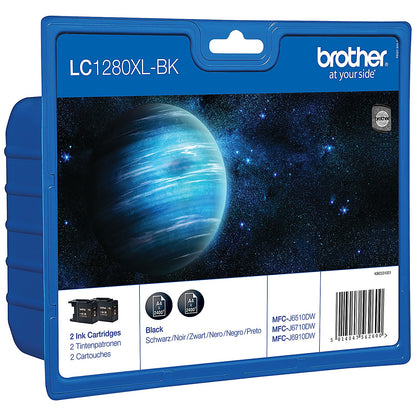 Brother LC1280XLBKBP2 Black Inkjet Cartridges (Twin Pack)