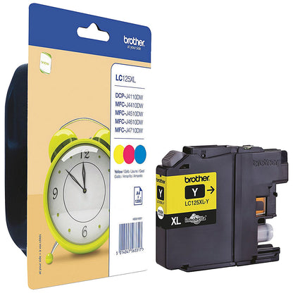 Brother LC125XL High Yield Inkjet Cartridge Value Pack - Cyan, Magenta & Yellow (3 Cartridges)