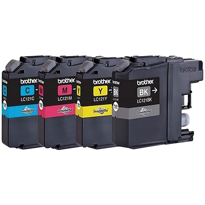 Brother LC121 Inkjet Cartridge Value Pack - Black, Cyan, Magenta and Yellow (4 Cartridges)