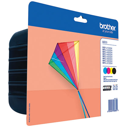 Brother LC223 Inkjet Cartridge Value Pack - Black, Cyan, Magenta and Yellow (4 Cartridges)