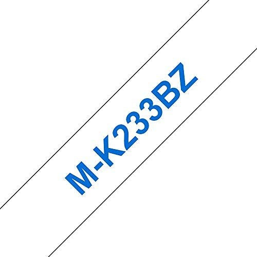 Brother P-Touch M-K233BZ Label Tape, Blue on White, 12mmx8m