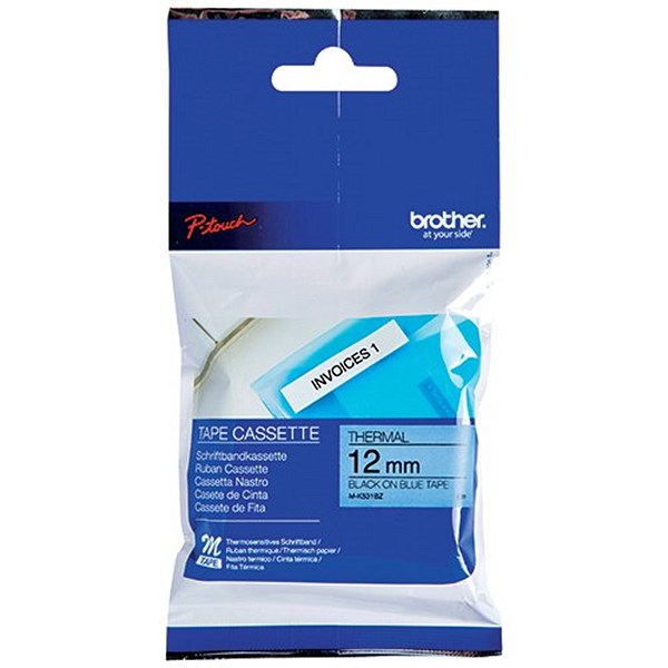 Brother P-Touch M-K531BZ Label Tape, Black on Blue, 12mmx8m