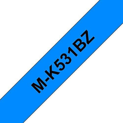 Brother P-Touch M-K531BZ Label Tape, Black on Blue, 12mmx8m