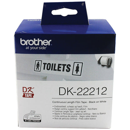 Brother DK-22212 Continuous Length Film Tape, Black on White, 62mmx15.24m
