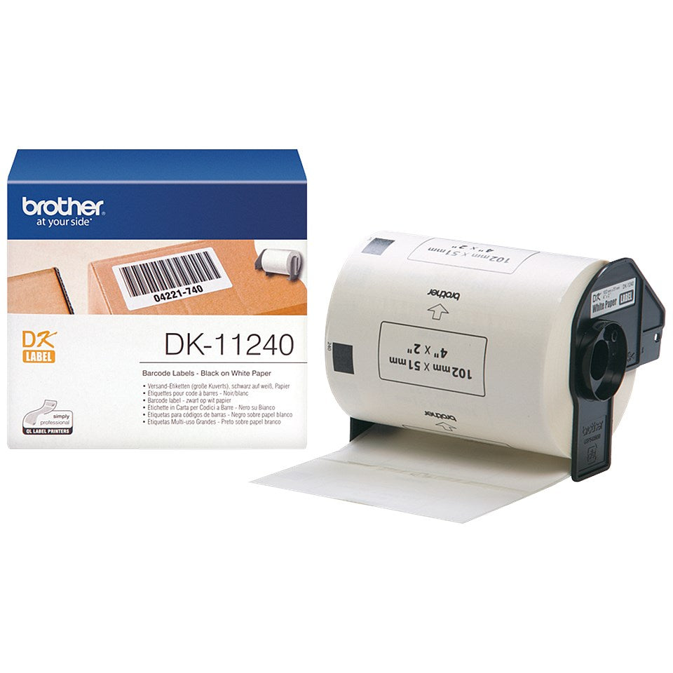 Brother DK-11240 Barcode Labels, Black on White, 102x51mm, 600 Labels Per Roll