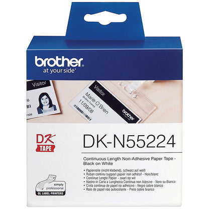Brother DK-N55224 Continuous Non-Adhesive Paper Tape, Black on White, 54mmx30.5m