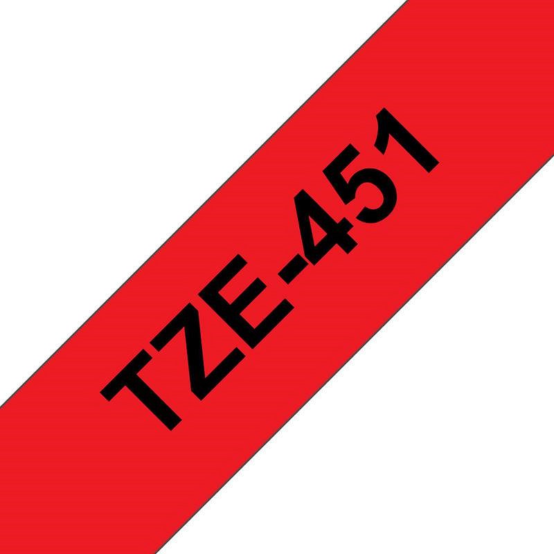 Brother P-Touch TZe-451 Label Tape, Black on Red, 24mmx8m