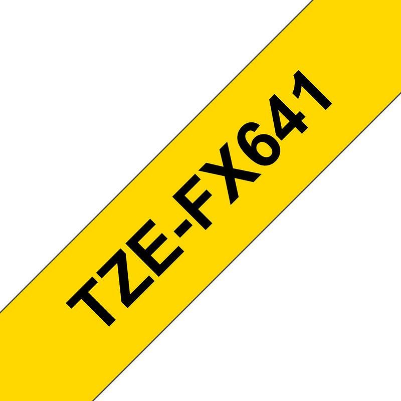 Brother P-Touch TZe-FX641 Flexible ID Label Tape, Black on Yellow, 18mmx8m