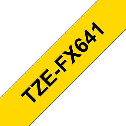Brother P-Touch TZe-FX641 Flexible ID Label Tape, Black on Yellow, 18mmx8m