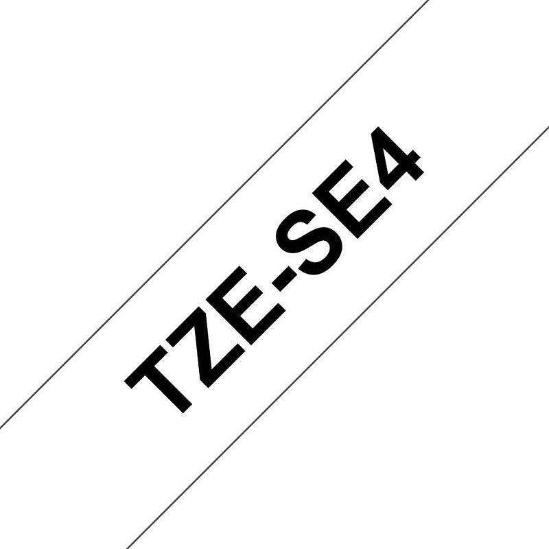 Brother P-Touch TZe-SE4 Security Label Tape, Black on White, 18mmx8m