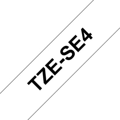 Brother P-Touch TZe-SE4 Security Label Tape, Black on White, 18mmx8m