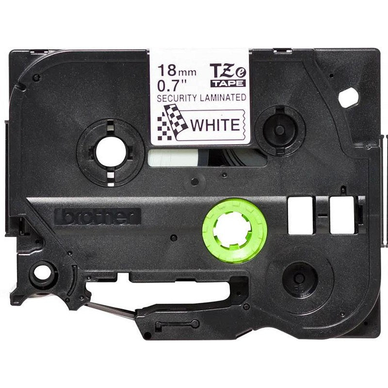 Brother P-Touch TZe-SE4 Security Label Tape, Black on White, 18mmx8m
