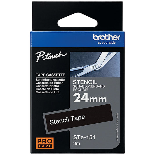 Brother P-Touch STe-151 Stencil Tape, Black on Clear, 24mmx3m