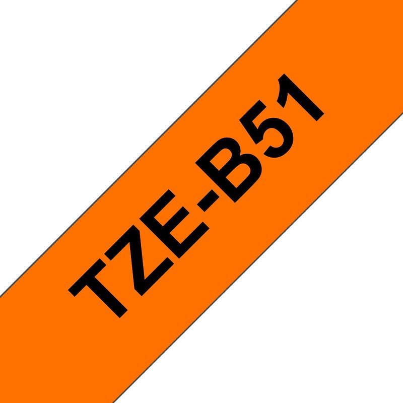 Brother P-Touch TZe-B51 Label Tape, Black on Orange, 24mmx5m
