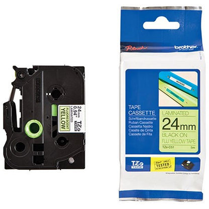 Brother P-Touch TZe-C51 Label Tape, Black on Yellow, 24mmx5m