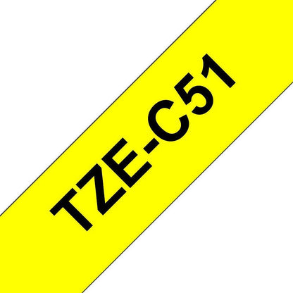 Brother P-Touch TZe-C51 Label Tape, Black on Yellow, 24mmx5m