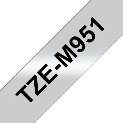 Brother P-Touch TZe-M951 Label Tape, Black on Matte Silver, 24mmx8m