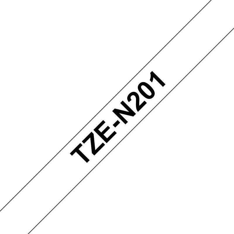 Brother P-Touch TZe-N201 Non-Laminated Label Tape, Black on White, 3.5mmx8m
