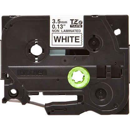 Brother P-Touch TZe-N201 Non-Laminated Label Tape, Black on White, 3.5mmx8m